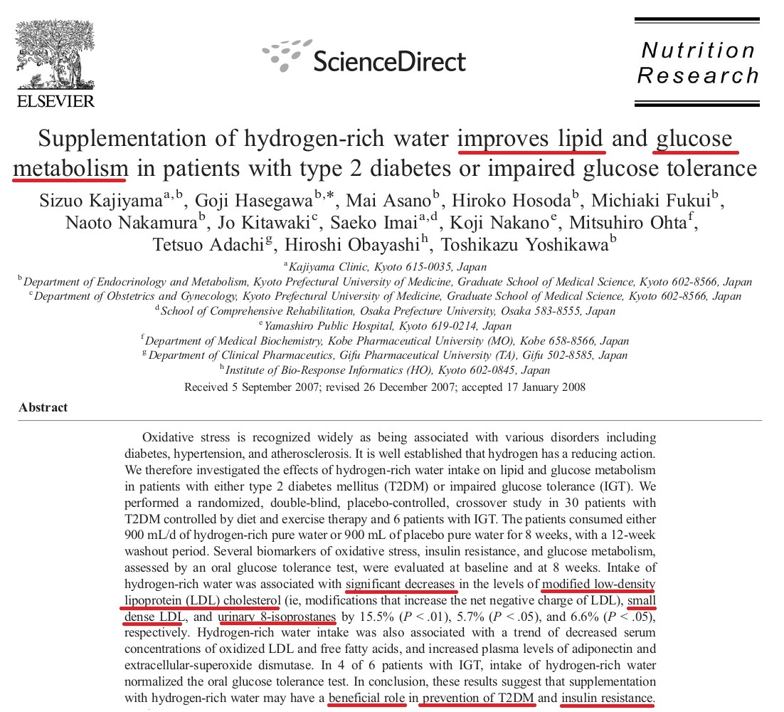 氫氣水改善脂質代謝與血糖代謝 - 愛瑞雅氣泡泉水